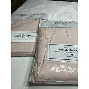 Riley Home Blush Pink Fitted & Flat Sheets Full 100 Cotton ~ MSRP $160
